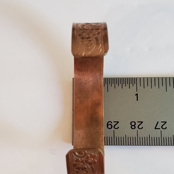 Vintage Solid Copper Cuff Bracelet Western Bright Engraved Design - Picture 11 of 11